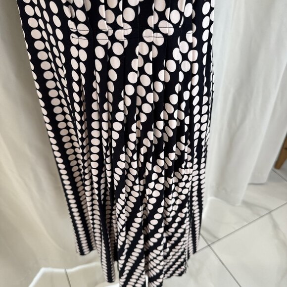 Tory Burch Black & White Polka Dot Sleeveless Midi Dress Pleated Details XL - Picture 7 of 13
